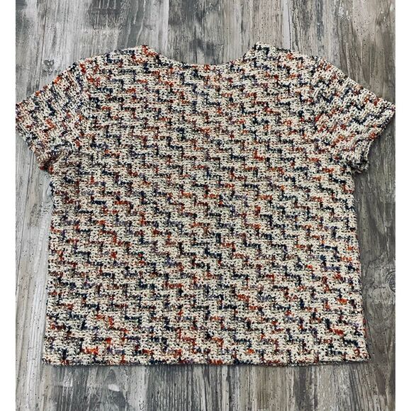 Zara Tweed Gold Multi Colored Trafaluc Shirt Blouse Sz L - Picture 3 of 6